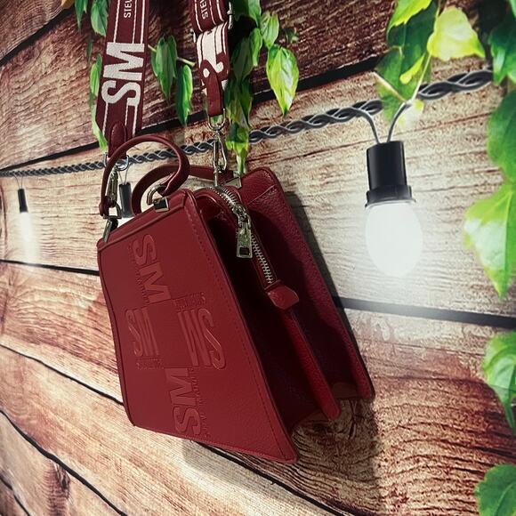 Steve Madden Bmatteo Top Handle Satchel Purse Handbag Maroon Red 12x9 - Picture 2 of 6
